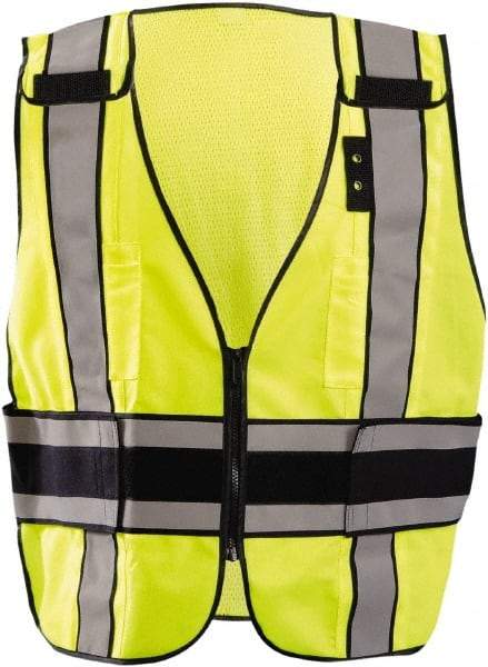 OccuNomix - Size XL High Visibility Yellow Mesh/Solid Public Safety Vest - 63" Chest, ANSI 107-2015, Hook & Loop Closure, 2 Pockets, Polyester - Industrial Tool & Supply