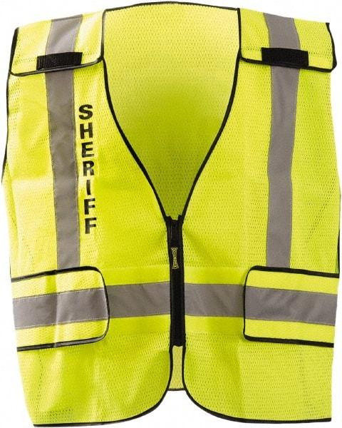 OccuNomix - Size XL High Visibility Yellow Mesh Public Safety Vest - 63" Chest, ANSI 107-2015, Hook & Loop Closure, Polyester - Industrial Tool & Supply