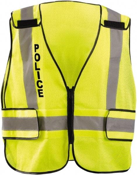OccuNomix - One Size Fits Most High Visibility Yellow Mesh Public Safety Vest - 51" Chest, ANSI 107-2015, Hook & Loop Closure, Polyester - Industrial Tool & Supply