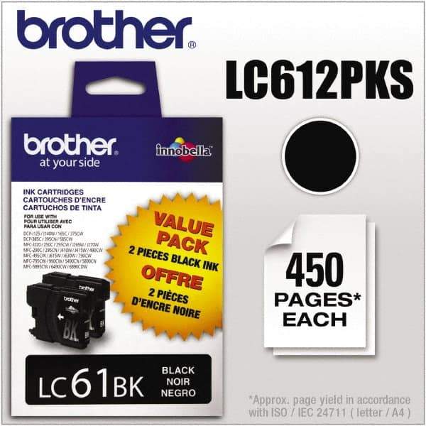 Brother - Black Ink Cartridge - Use with Brother DCP-J140W, 165C, 375CW, 385C, 395CN, 585CW, MFC-250C, 255CW, 290C, 295CN, 490CW, 495CW, J615W, 775CW, 790CW, 795CW, 990CW - Industrial Tool & Supply