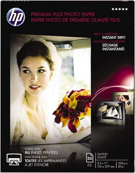 Hewlett-Packard - 8-1/2" x 11" White Photo Paper - Use with Inkjet Printers - Industrial Tool & Supply