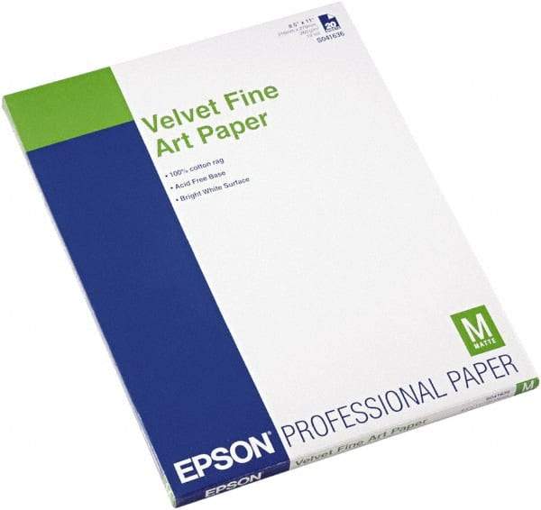 Epson - 8-1/2" x 11" White Photo Paper - Use with Inkjet Printers - Industrial Tool & Supply