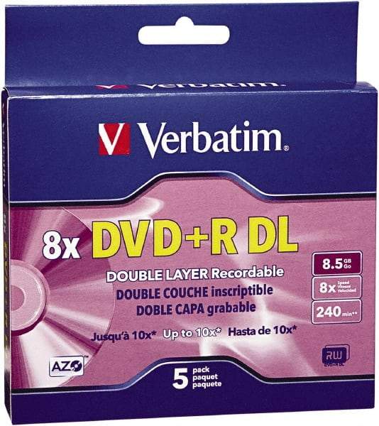 Verbatim - Silver DVD+R Disc - Use with CD, DVD Drives - Industrial Tool & Supply