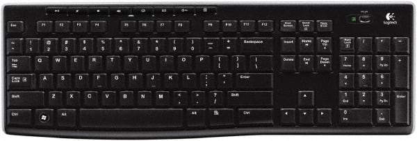 Logitech - Black Wireless Keyboard - Use with Mac OS X, Windows XP, Vista 7, 8 - Industrial Tool & Supply