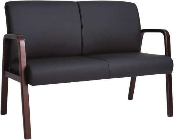 ALERA - 33" High Reception Lounge Chair - 44" Wide x 26-1/8" Deep, Leather Seat, Black & Mahogany - Industrial Tool & Supply