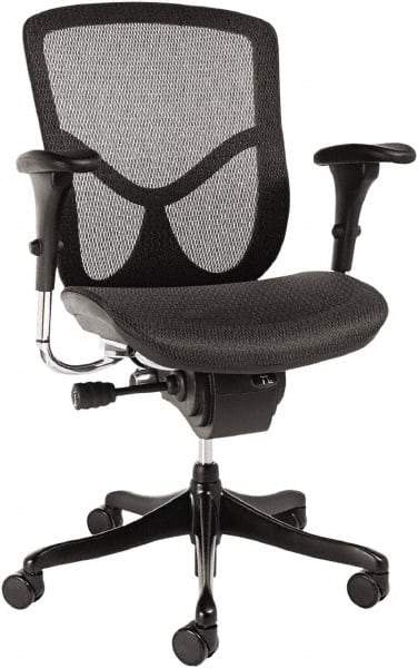 ALERA - 42-3/8" High Ergonomic Multifunction Chair - 28" Wide x 29-1/8" Deep, Breathable-A-Grade Black Mesh Seat, Black - Industrial Tool & Supply