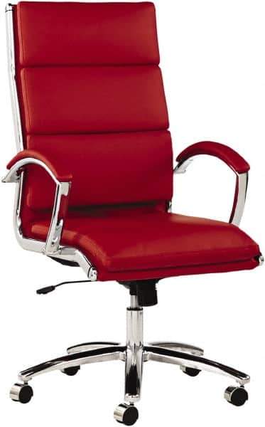 ALERA - 45-1/4" High High Back Chair - 24" Wide x 27-1/4" Deep, Leather Seat, Red - Industrial Tool & Supply