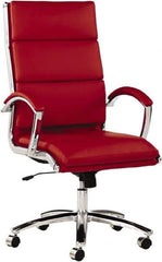 ALERA - 45-1/4" High High Back Chair - 24" Wide x 27-1/4" Deep, Leather Seat, Red - Industrial Tool & Supply