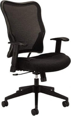 Basyx - 40-1/2" High High Back Chair - 26" Wide x 26-3/8" Deep, Leather Seat, Black - Industrial Tool & Supply