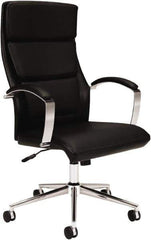 Basyx - 45-3/4" High Executive High Back Leather Chair - 25" Wide x 27-1/2" Deep, Leather Seat, Black - Industrial Tool & Supply