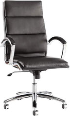 ALERA - 45-1/4" High High Back Chair - 24" Wide x 27-1/4" Deep, Leather Seat, Black - Industrial Tool & Supply