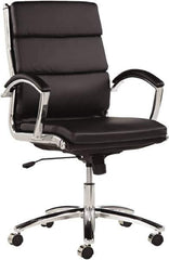 ALERA - 42-1/8" High Mid Back Chair - 24" Wide x 27-1/4" Deep, Leather Seat, Black - Industrial Tool & Supply