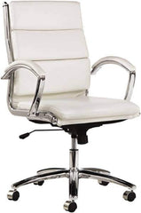 ALERA - 42-1/8" High Mid Back Chair - 24" Wide x 27-1/4" Deep, Faux Leather Seat, White - Industrial Tool & Supply