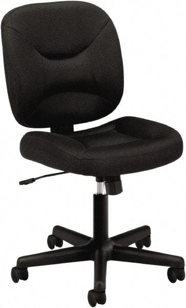 Basyx - 38-1/4" High Task Chair - 24-1/2" Wide x 33-1/2" Deep, Padded Mesh Seat, Black - Industrial Tool & Supply