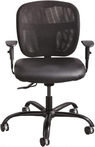 Safco - 37" High Task Chair - 26" Wide x 26" Deep, Vinyl Seat, Black - Industrial Tool & Supply