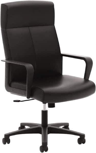 Basyx - 47" High Executive High Back Leather Chair - 25" Wide x 26-1/2" Deep, Soft Leather Seat, Black - Industrial Tool & Supply