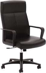 Basyx - 47" High Executive High Back Leather Chair - 25" Wide x 26-1/2" Deep, Soft Leather Seat, Black - Industrial Tool & Supply