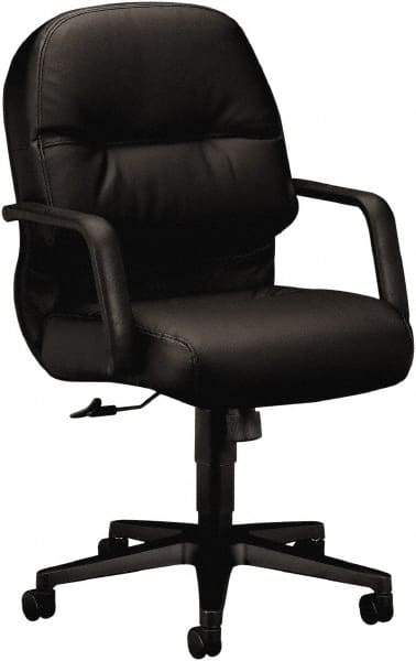 Hon - 41-3/4" High Managerial Mid Back Swivel/Tilt Chair - 26" Wide x 29-3/4" Deep, Leather, Memory Foam Seat, Black - Industrial Tool & Supply