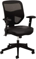 Basyx - 42-1/2" High High Back Chair - 29" Wide x 36" Deep, Leather Seat, Black - Industrial Tool & Supply
