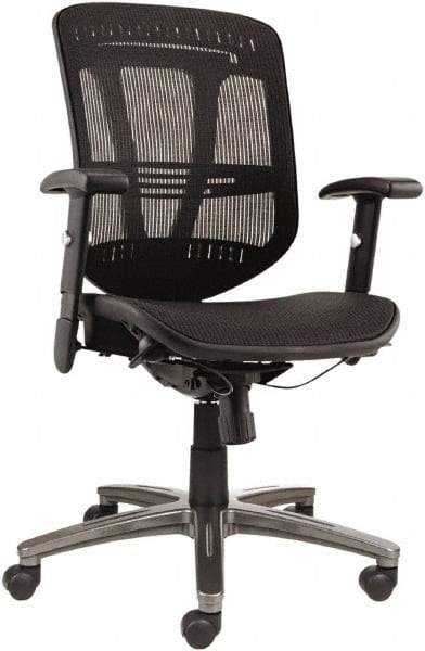 ALERA - 43-3/8" High Mid Back Chair - 25" Wide x 25-1/2" Deep, Mesh Seat, Black - Industrial Tool & Supply
