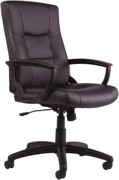 ALERA - 43-3/4" High Executive High Back Swivel Tilt Chair - 25" Wide x 27" Deep, Leather Seat, Black - Industrial Tool & Supply