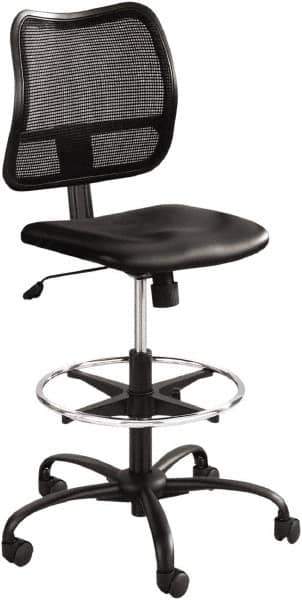 Safco - 49-1/2" High Extended Height Chair - 25" Wide x 25" Deep, Vinyl Seat, Black - Industrial Tool & Supply