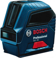 Bosch - 2 Beam 50' Max Range Self Leveling Cross Line Laser - ±5/16\x94 at 30' Accuracy, Battery Included - Industrial Tool & Supply