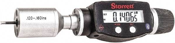 Starrett - 0.12" to 0.16", IP67, Carbide Face Electronic Inside Micrometer - 0.00005" Resolution, 0.00015" Accuracy, 15/32" Gage Depth - Industrial Tool & Supply