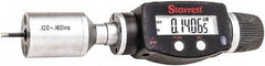 Starrett - 0.12" to 0.16", IP67, Carbide Face Electronic Inside Micrometer - 0.00005" Resolution, 0.00015" Accuracy, 15/32" Gage Depth - Industrial Tool & Supply