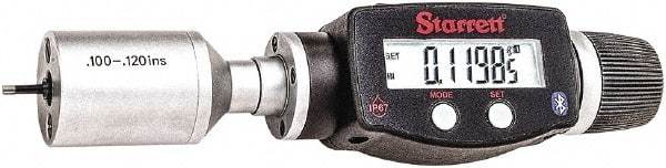 Starrett - 0.1" to 0.12", IP67, Carbide Face Electronic Inside Micrometer - 0.00005" Resolution, 0.00015" Accuracy, 3/8" Gage Depth - Industrial Tool & Supply