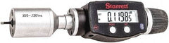 Starrett - 0.1" to 0.12", IP67, Carbide Face Electronic Inside Micrometer - 0.00005" Resolution, 0.00015" Accuracy, 3/8" Gage Depth - Industrial Tool & Supply