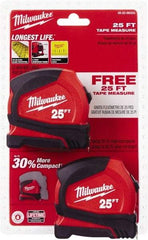 Milwaukee Tool - 25' x 1" Tape Measure - 1/16" Graduation - Industrial Tool & Supply
