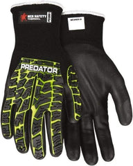 MCR Safety - Size 2XL (11) Nitrile Coated Nylon Blend Cold Protection Work Gloves - For General Purpose, Palm & Fingers Coated, Knit Wrist Cuff, Full Fingered, Black/Hi-Vis Lime, Paired - Industrial Tool & Supply