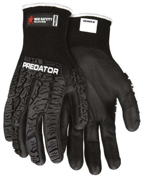 MCR Safety - Size L (9) Nitrile Coated Nylon Blend Work Gloves - For General Purpose, Palm & Fingers Coated, Knit Wrist Cuff, Full Fingered, Black, Paired - Industrial Tool & Supply