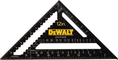 DeWALT - 12" Blade Length x 12" Base Length, Aluminum Rafter Square - 1/8" Graduation, 10.1" Base Width - Industrial Tool & Supply