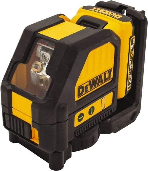 DeWALT - 2 Beam 165' Max Range Self Leveling Cross Line Laser - Green Beam, 1/8" at 30' Accuracy, 17-3/4" Long x 13" Wide x 6-1/8" High, Battery Included - Industrial Tool & Supply