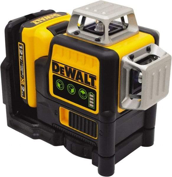 DeWALT - 3 Beam 165' Max Range Self Leveling Line Laser - Green Beam, 1/8" at 30' Accuracy, 17-3/4" Long x 13" Wide x 6-1/8" High, Battery Included - Industrial Tool & Supply