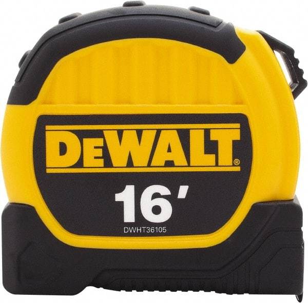 DeWALT - 16' x 1-1/8" Tape Measure - 1/16" Graduation, Inch Graduation Style - Industrial Tool & Supply