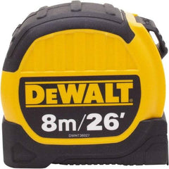 DeWALT - 26' x 1-1/8" Tape Measure - 1/16" & 1 cm Graduation, Inch & Metric Graduation Style - Industrial Tool & Supply