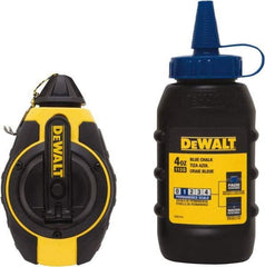 DeWALT - 100' Long Reel & Chalk Set - Yellow & Black, Includes 4 oz Blue Chalk - Industrial Tool & Supply
