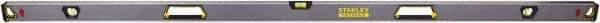 Stanley - 72" Long 3 Vial Box Beam Level - Aluminum, Black/Silver/Yellow, 1 Level & 2 Plumb Vials - Industrial Tool & Supply