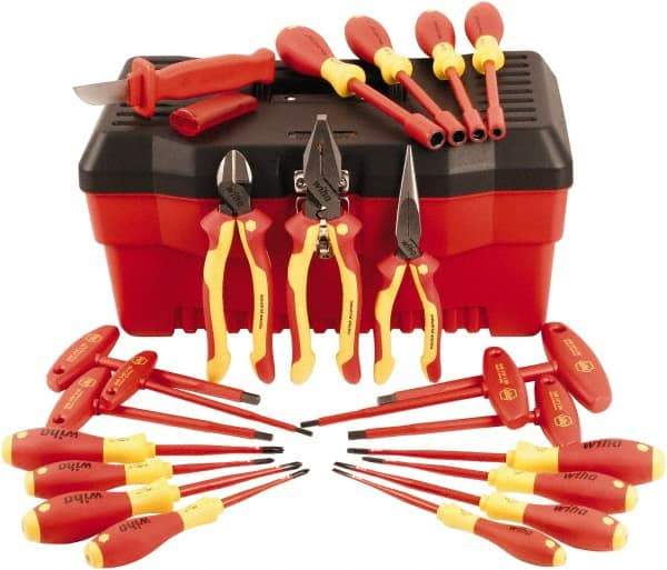 Wiha - 22 Piece Insulated Pliers, Slim Screwdrivers, Nut Driver & T-Handle Hand Tool Set - Comes in Box - Industrial Tool & Supply