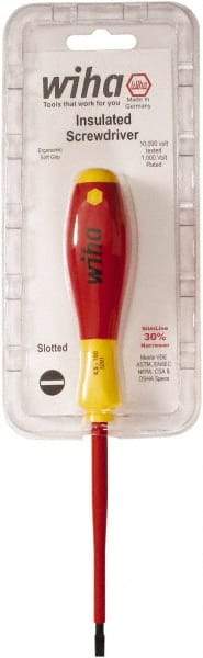 Wiha - 4.5mm Blade Width, Standard Slotted Screwdriver - 100mm Blade Length, Solid/Hex Shank - Industrial Tool & Supply