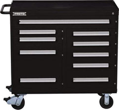 Proto - 10 Drawer Steel Tool Roller Cabinet - 45" Wide x 42-1/2" High x 21-3/8" Deep, Ball Bearing Drawer Slides, Black - Industrial Tool & Supply