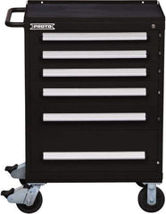 Proto - 6 Drawer Steel Tool Roller Cabinet - 30" Wide x 42-1/2" High x 21-3/8" Deep, Ball Bearing Drawer Slides, Black - Industrial Tool & Supply