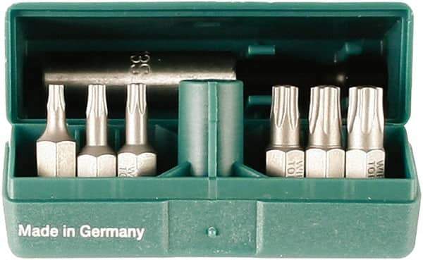 Wiha - 6 Piece, 1/4" Drive Screwdriver Torx Insert Bit Set - T8 to T30 Torx - Industrial Tool & Supply