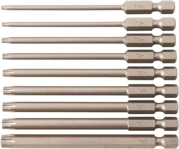 Wiha - 9 Piece, Bit Set - 1/4" Hex Drive, Torx Point - Industrial Tool & Supply