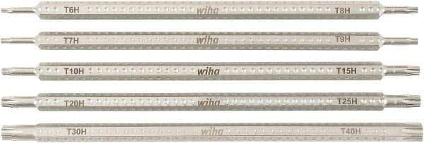 Wiha - 5 Piece, 1/4" Drive Screwdriver Tamperproof Bit Set - T6 to T40 Torx - Industrial Tool & Supply