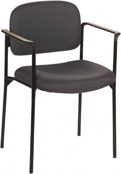 Basyx - Fabric Charcoal Stacking Chair - Black Frame, 23-1/4" Wide x 21" Deep x 32-3/4" High - Industrial Tool & Supply