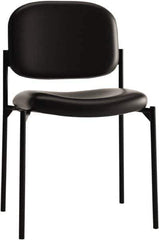 Basyx - Leather Black Stacking Chair - Black Frame, 21-1/4" Wide x 21" Deep x 32-3/4" High - Industrial Tool & Supply